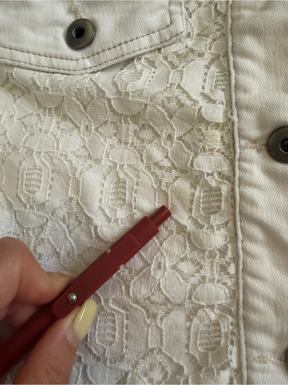 Free People Denim Jacket with Lace - Picture 7 of 10